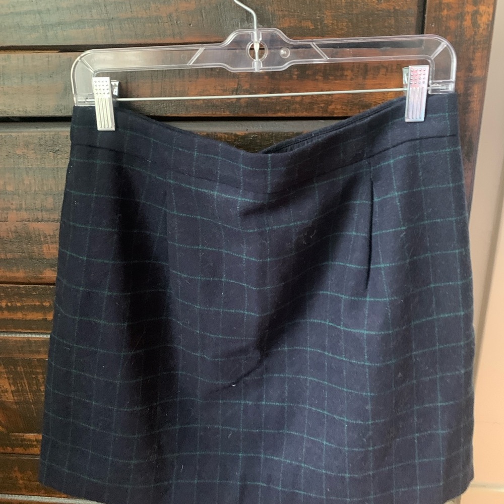J. Crew Blue Wool Pleated Pencil Mini Skirt